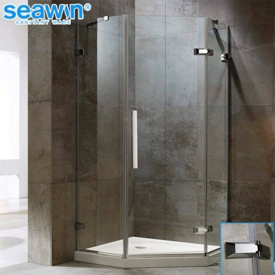 Chrome Brushed Nickel and Oil Rubbed Bronze Finish Frameless Neo Angle Diamond Shower Enclosure