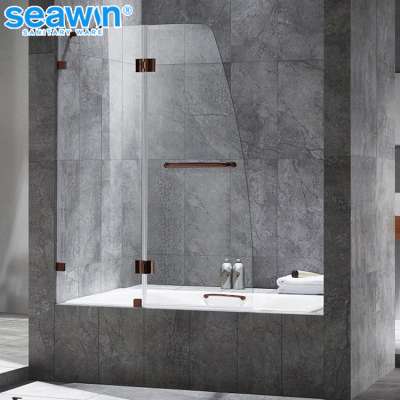 New Style Design bathroom frameless hinge 10mm tempered glass folding bathtub door shower screen