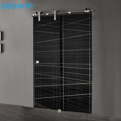 Stainless laminated tempered glass barn black shower screen room door