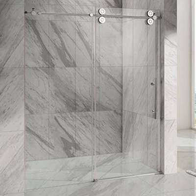 bathroom Fully Frameless Glass Design pulleys sliding shower doors